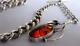 Stunning Antique Solid Silver Pocket Watch Albert Chain With Silver & Amber Fob