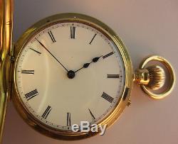 Super Antique Solid 18ct Gold Keyless Half Hunter English Pocket/fob Watch
