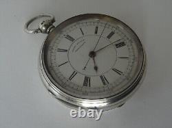 Super English Silver Centre Seconds Chronograph Fusee Pocket Watch, Cohen, Leeds