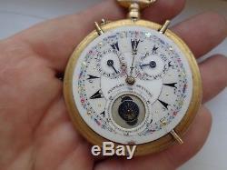 Super Rare Antique Ottoman Turkish Moonphase Calendar Pocket Watch