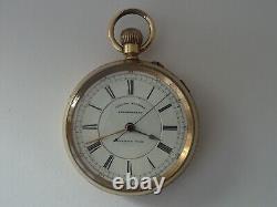 Superb 14ct Gold Filled, Centre Seconds Chronograph Pocket Watch, Greenwich Time