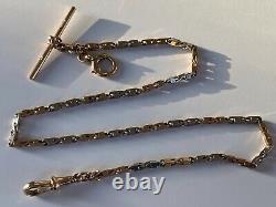 Superb Antique Fancy Link 9ct Gold Albert Pocket Watch Chain T Bar Dog Clip