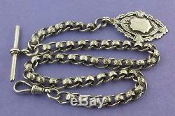 Superb Antique Hallmarked Fancy Link Solid Silver Albert Pocket Watch Chain Fob