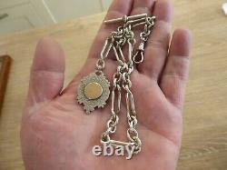 Superb Antique Solid Sterling Silver Single Albert Pocket Watch Chain & Fob