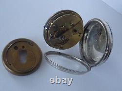 Superb Large Antique Gentleman's English Silver & Gold Dial Fusee Pocket Watch