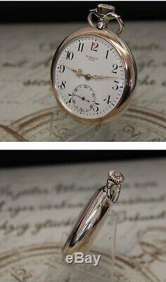 Superb Solid Silver Omega Antique 15 Jewel Pocket Watch In Working Order