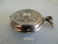 Superb Swiss 2 Tone Solid Silver Case Multi Functional Pocket Watch Working