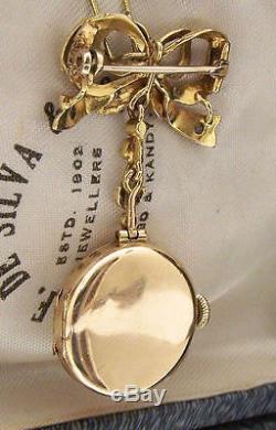 Swiss Antique Vintage Solid Gold Apprx 2 Ct Diamond Brooch / Pocket Watch C1900