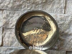TRAMWAY Pocket watch by Moeris c1890 Antique Rare Model 45MM YELLOW DIAL WORKING