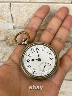 TRAMWAY Pocket watch by Moeris c1910 Antique Rare Model 45MM white DIAL WORKING