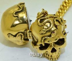 The ULTIMATE Memento Mori Skull Verge Fusee 65g solid gold pocket watch&chain