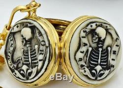 UNIQUE antique French Memento Mori Doctor's Skull 18k gold Verge Fusee watch
