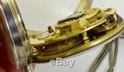 UNIQUE antique French Napoleon I era silver&Enamel Verge Fusee watch&chain fob