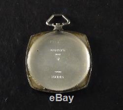 Ultra Rare Movado Cushion Antique Pocket Watch Sterling Silver Square Amazing