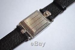 Unique Rolex square covered WW1 trench gents wristwatch antique 925 solid silver