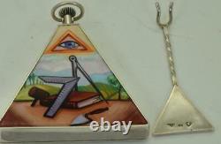 Unique antique Omega silver&painted enamel Masonic pyramid pocket/table watch