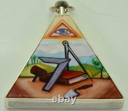 Unique antique Omega silver&painted enamel Masonic pyramid pocket/table watch