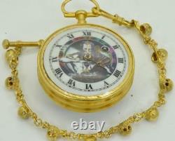 Unique antique Verge Fusee French Delaunay a Pairs Memento Mori Skull watch, 1800