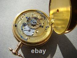 Verge Fusee 18K Solid Gold Quarter Repeating Pocket Watch Automaton Jacquemart