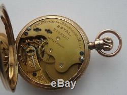 Very Good, Antique 10ct Solid Gold, Waltham Royal, Half Hunter Pocket Watch