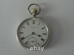 Very Good Antique Sterling Silver Pocket Watch, R Salsbury & Sons Guildford