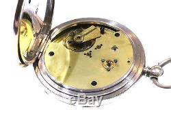 Very Large Antique 1883 Fusee Lever Silver Chronograph Pocket Watch. Serviced