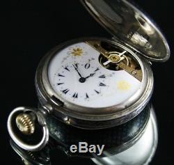 Very Rare Niello Silver Full Hunter Hebdomas 8 Days Pocket Watch For Ottoman Tu