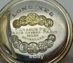 Very Rare antique 24h black dial Longines Masonic gild silver pocket watch c1900