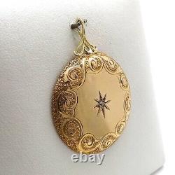 Victorian 14k Gold Pocket Watch Case Lid Diamond Custom Made Charm Pendant 4gr