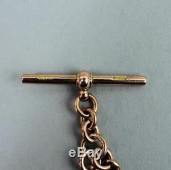 Victorian Antique 9 Ct Rose Gold Curb Link Pocket Watch Albert Chain C. 1890 -48g