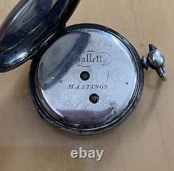 Victorian Fine Silver Cased Half Hunter Pocket Watch Hallett Of Hastings c1880