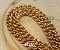 Victorian Pocket Watch Chain 1890s Antique 12ct Rose Rolled Gold Albert & T Bar