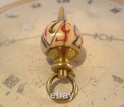 Victorian Pocket Watch Chain Gambling Fob 1890s Brass & Bovine Bone Antique Fob