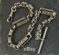 Victorian Sterling Silver Fancy Link Single Albert Pocket Watch Chain