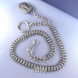 Victorian Sterling Silver Pocket Watch Chain Locket Fob Pendant / Antique