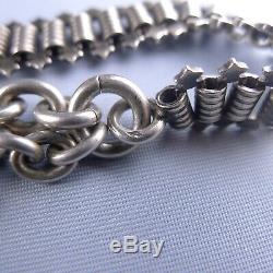 Victorian Sterling Silver Pocket Watch Chain Locket Fob Pendant / Antique