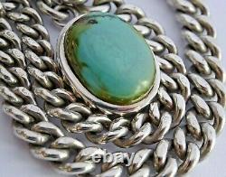 Victorian solid silver pocket watch albert chain & turquoise fob, 1893. 57.9g