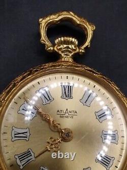 Vintage/Antique Atlanta Geneve Pocket Watch Swiss Made Smaller Size Running