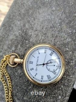 Vintage Antique Engraved Brass Elgin Pocket watch With Chain for him 10 Units Gift