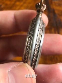 Vintage Antique Jewish Hebrew Digits Silver Pocket Watch