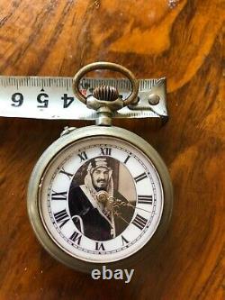 Vintage Antique Suadi Arabia King Ibn Saud Pocket Watch Portrait circa 1932's