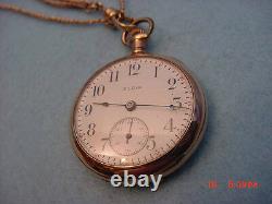 Vintage Elgin G. F. Pocket Watch With G. F. Slide Chain & Gold Slide