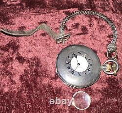 Vintage Silver Pocket Watch Swiss Half Hunter