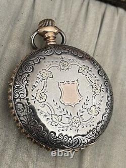 Vintage Sterling Silver Pocket Watch Case Only Fahys Empty Cartouche Mountain