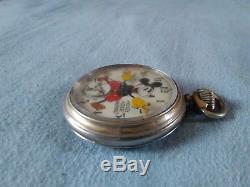 Vintage antique 1930's Disney Mickey mouse Ingersoll pocket watch working