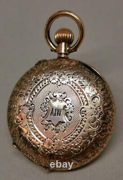 Vtg 1890s Solid 9ct 9k Rose Gold Ladies Antique 29mm Stunning Fob Pocket Watch