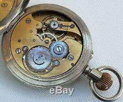 Vtg 1906 Art Nouveau Solid Silver Floral Desk Travel Goliath Pocket Watch Clock