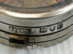 Vtg 1909 Solid Silver Gambling Roulette Wheel Pocket Watch Albert Chain Fob