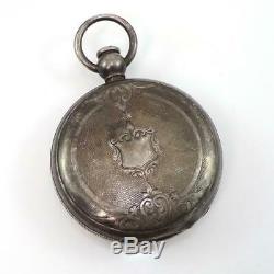 Vtg Antique 1857 18s 11j Waltham Coin Silver Wm Ellery Pocket Watch QZG5