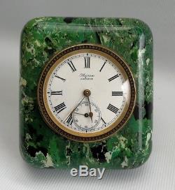 Vtg Deco Green Bakelite Plojoux Geneve Swiss Desk Clock Pocket Watch Movement